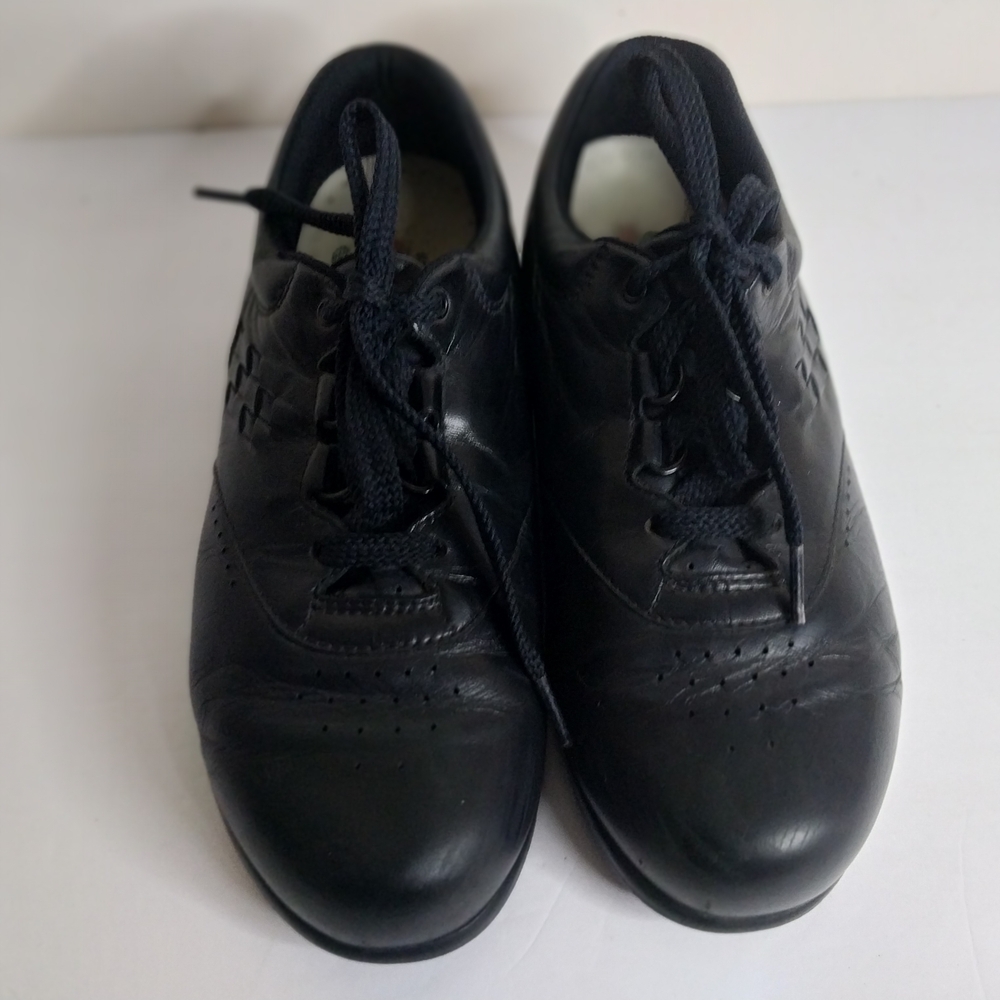 SAS Free Time Size 6.5 Leather Black Espadrilles for Women. Made In USA